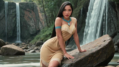 Cover for 'Pocahontas - Sex With Gorgeous Native American At Waterfall (AI-Generated)'